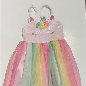 Pink & Violet Sleeveless Sparkly Unicorn Rainbow Tutu Dress for Kids Girl Size 4